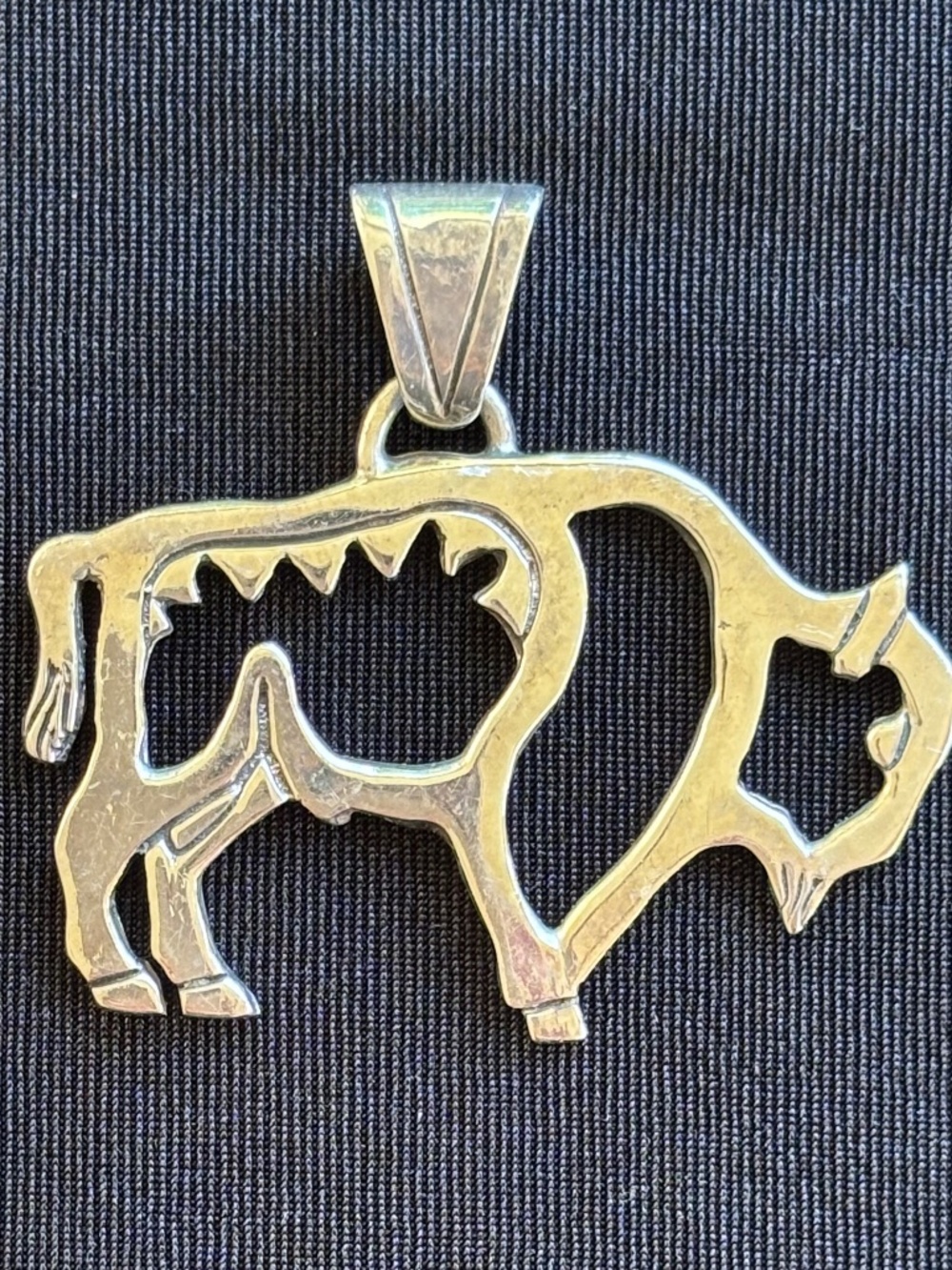 Large Sterling Silver Buffalo Pendant